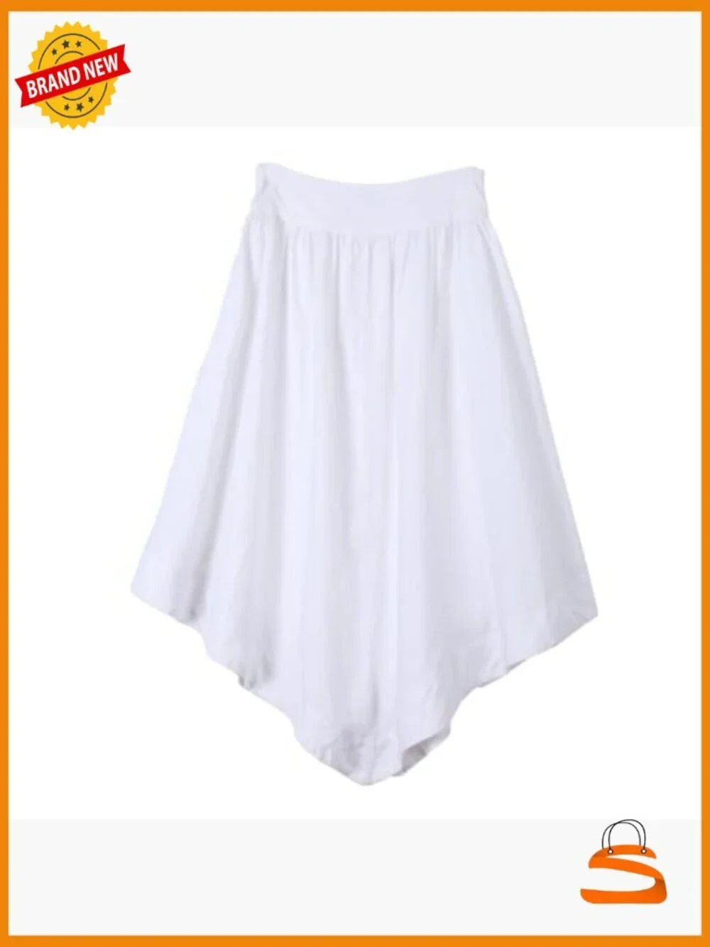 Pure Linen Handkerchief Midi Skirt Asymmetrical Pleated A-Line